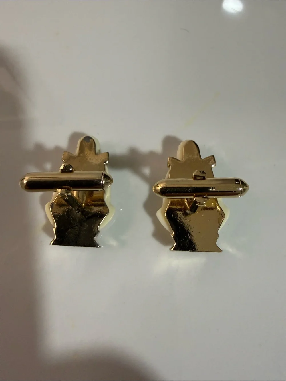 Ivory Buddha Cufflinks with Gold Tone Base
